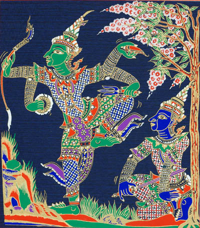 serigraphie du cambodge ramayana rama et laksmana